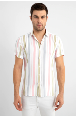 Men White & Blue Slim Fit Checked Casual Shirt