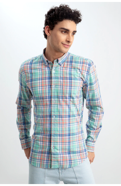 Men Blue & Off White Stripes Slim Fit Casual Shirt