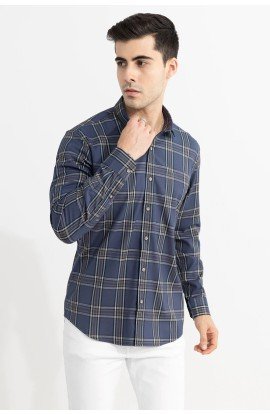 Men Green & White Slim Fit Printed