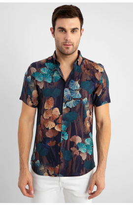Men Blue Printed Casual Sustainable Shirt