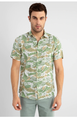 Men Olive Green Pure Cotton Casual Shirt