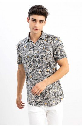 Printed Shirt-Black